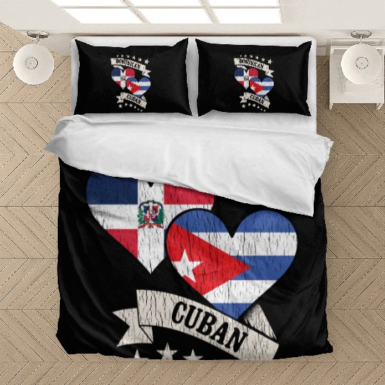 Dominican Cuban Heart Flags Dominican Republic Cub Bedding Sets