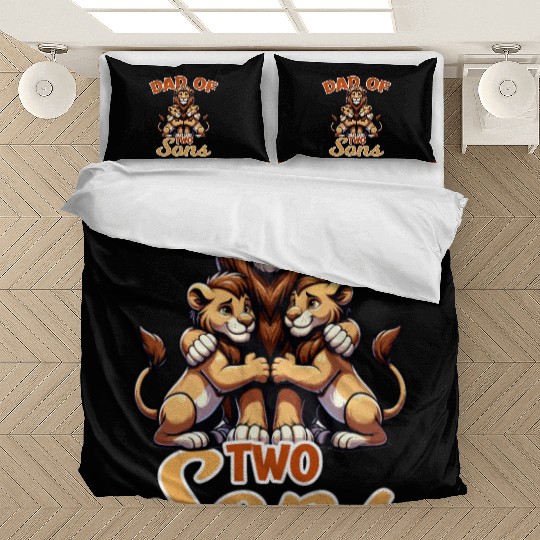 Dad of Two Sons Lion Family for a Dad, Father and Bedding Sets