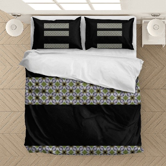 irregular stripes of green and lavender Bedding Sets