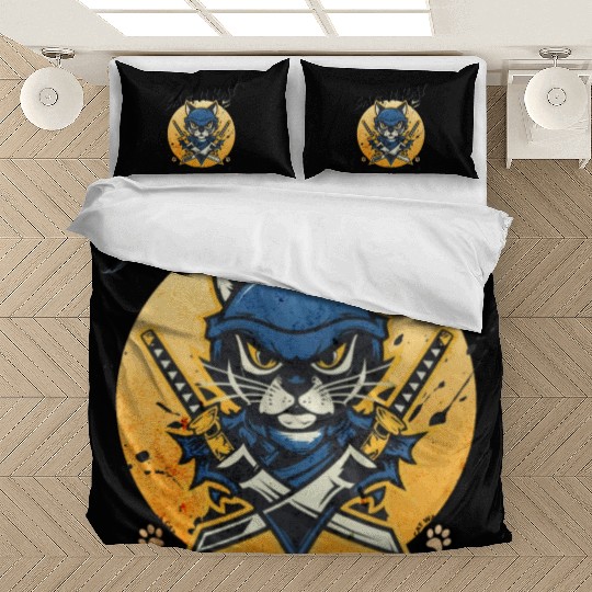 Samurai Cat, Ninja Cat, Cat Assassin, Warrior Cat Bedding Sets