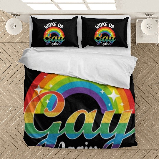 Woke Up Gay Again Pride LGBTQ Rainbow Bedding Sets