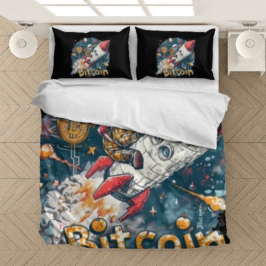 Pi day 3.14 Crypto Bitcoin Rocket Astronaut To Bedding Sets