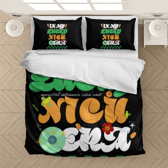 In My Lucky NICU Era St Patricks Day Hippie Smile Bedding Sets