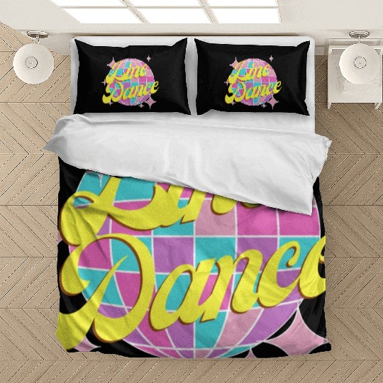 Line dance disco ball in fun neon party colors Bedding Sets