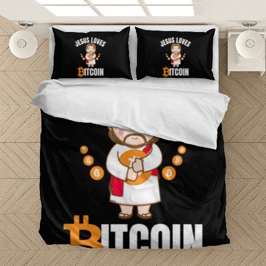 Jesus Loves Bitcoin Bedding Sets