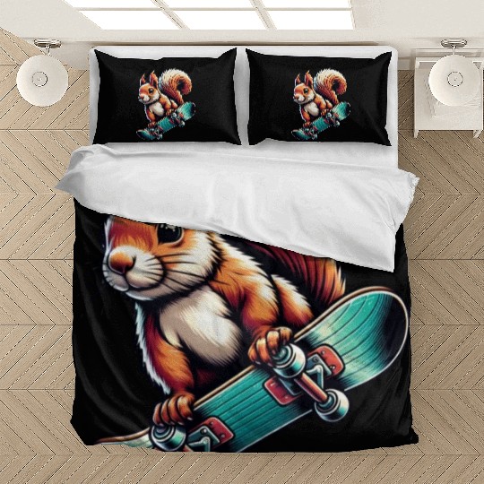 Skateboard Sport Squirrel Nuts Animal Lover Bedding Sets
