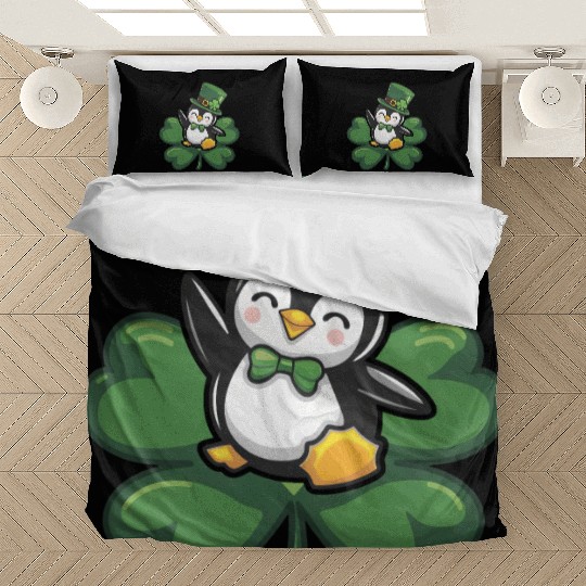 St. Patrick's Day Penguin: Cute Cartoon Design Bedding Sets