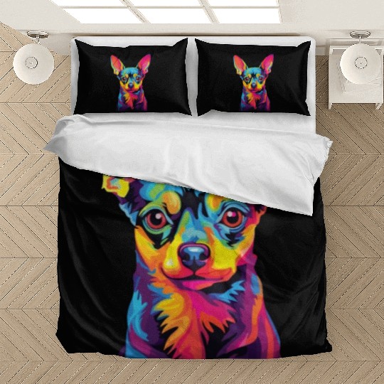 Watercolor Colorful Russian Toy Terrier Bedding Sets