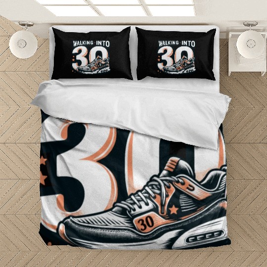 Walking into 30 With Dreams Retro Sneaker Birthday Bedding Sets