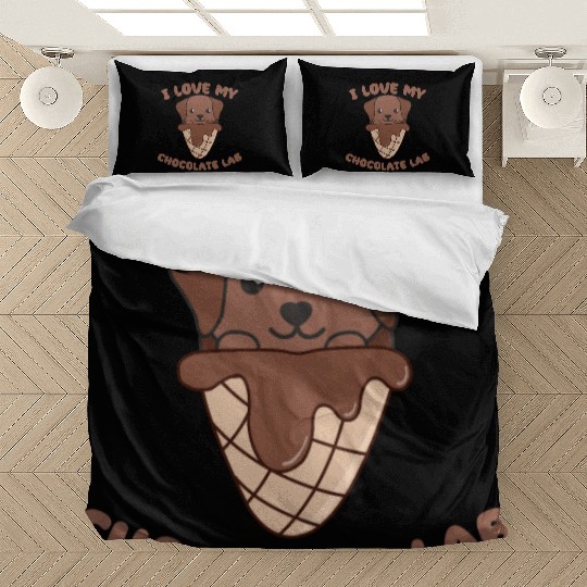 I Love My Chocolate Lab Animal In Ice Cream Cone Bedding Sets