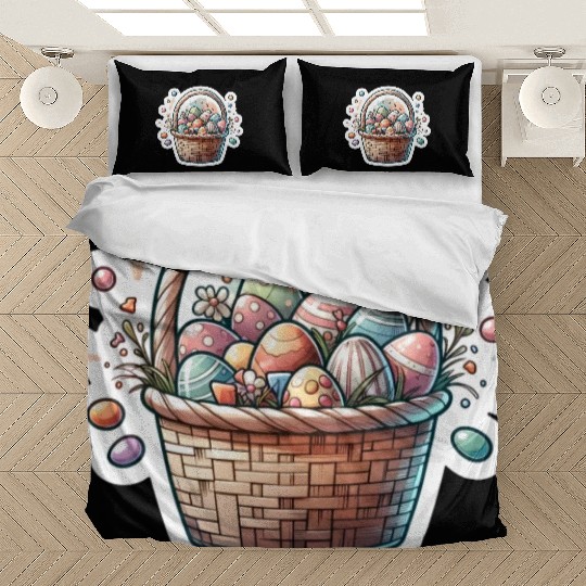 Cute Easter Egg Basket Soft Pastel Color Bedding Sets