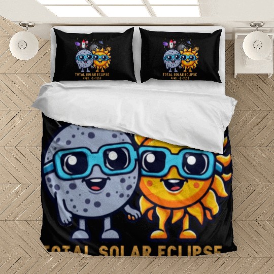 Total solar eclipse 4-8-2024: Sun and Moon love Bedding Sets