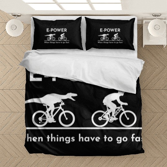 Velociraptor chasing e-biker Bedding Sets