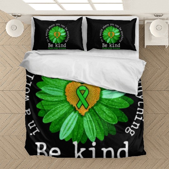 Be Kind Green Ribbon Sunflower Mental Health Bedding Sets