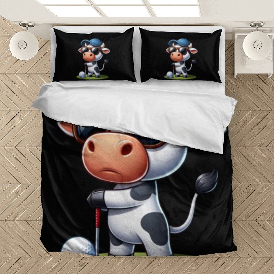 Cow Golfer Golf Course Dog Owner Bedding Sets