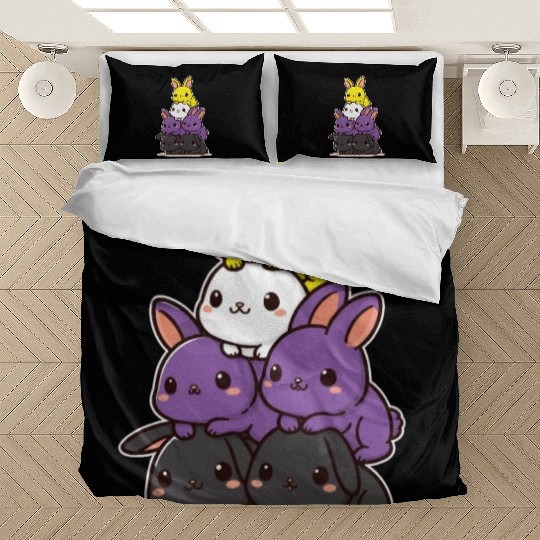 Bunnies Nonbinary Flag Pride Month Cute Bunny Bedding Sets