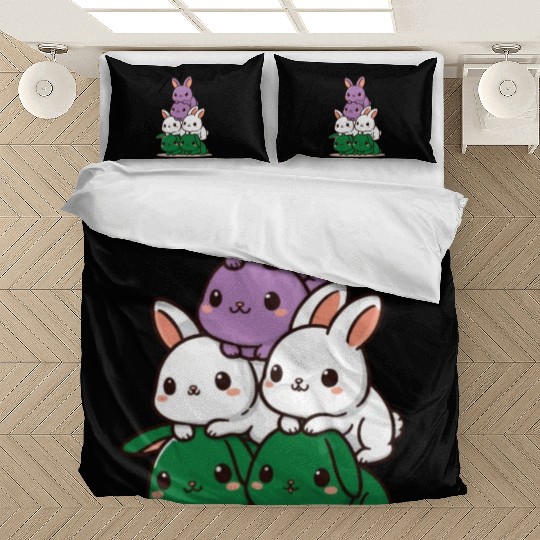 Bunnies Genderqueer Flag Pride Month Cute Bunny Bedding Sets