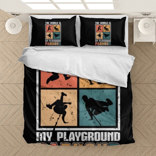 Parkour The World Is My Playground Retro Running Bedding Sets