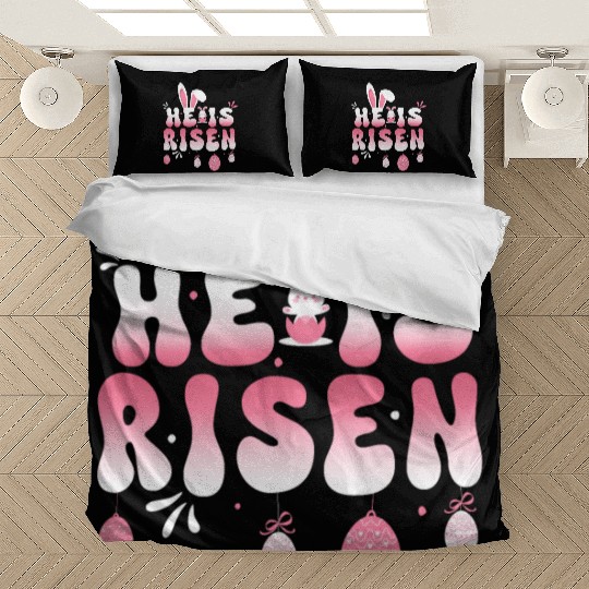 He Is Risen Easter Celebration Theme Bunny Eggs Bedding Sets