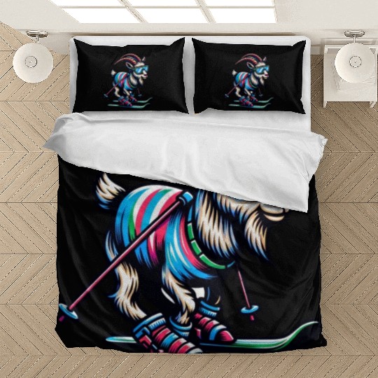 Goat Skiing Downhill Winter Sports Design Bedding Sets