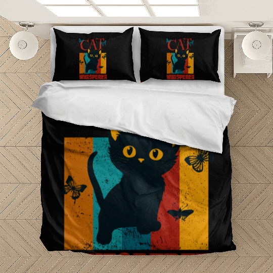 Cat Whisperer Vintage Retro Bedding Sets