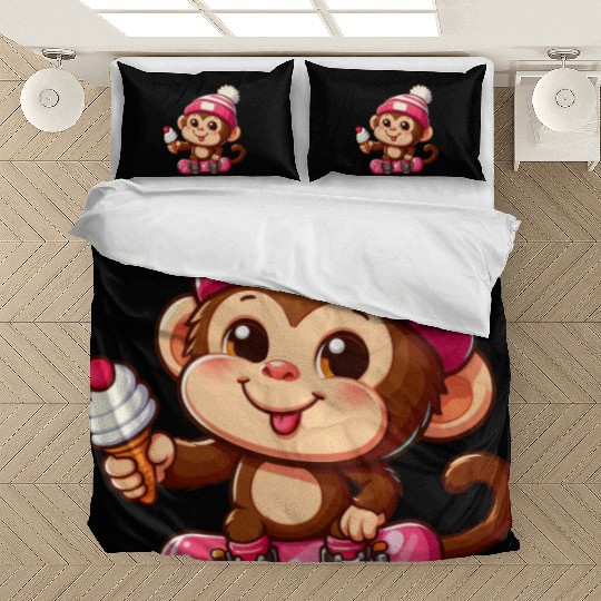 Chimpanzee Snowboarder Winter Action Bedding Sets