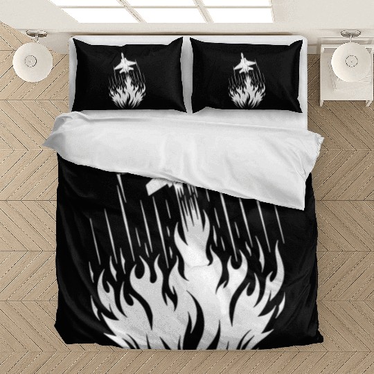 Fighter Jet Model Airplane Fire Flames Flight Bedding Sets