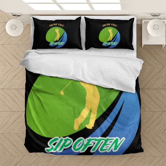 Swing Easy, Sip Often. Funny golf beer Bedding Sets