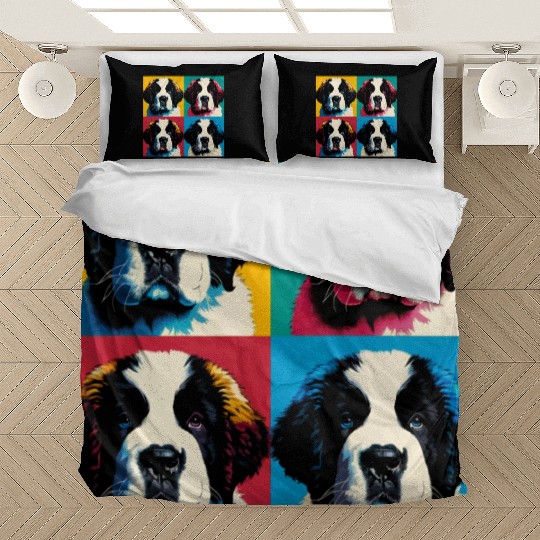 Pop Retro Saint Bernard Puppy Art - Dog Portrait Bedding Sets