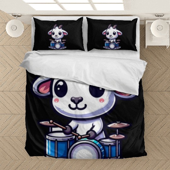 Cute Goat Drummer Farm Band Design Bedding Sets