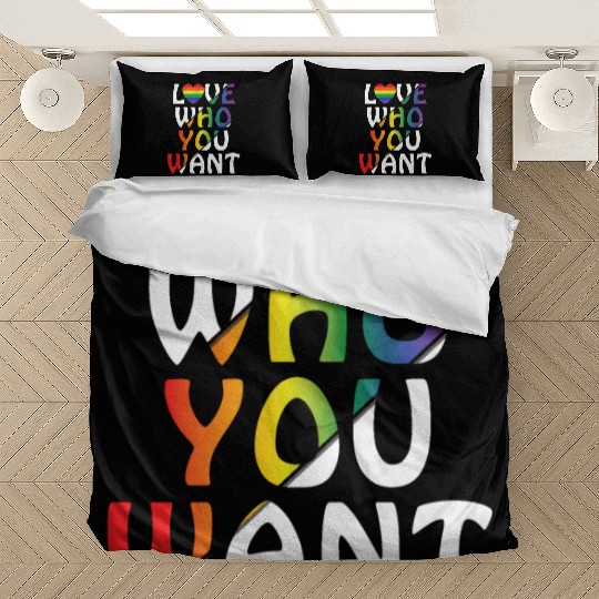 LGBT Love Who You Want Rainbow Heart Gay Pride Bedding Sets