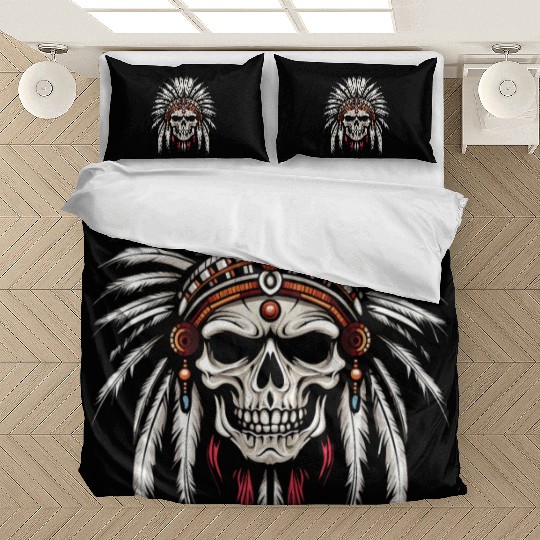 Indigenous Native American Skull Skull Head Bedding Sets