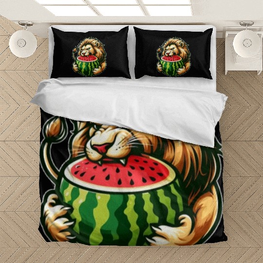 Lion Enjoying a Juicy Watermelon Bedding Sets