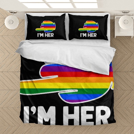 I'm Hers Rainbow Lesbian Couple Funny LGBT Pride Bedding Sets