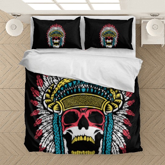 Indigenous Native American Skull Skull Head Bedding Sets