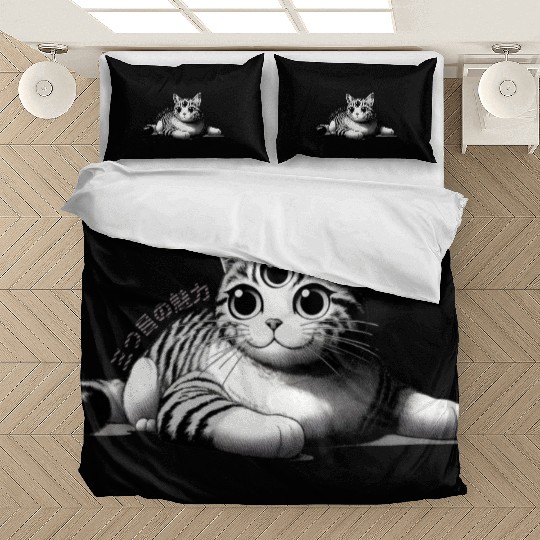 Three-Eyed Cat Enigma: A Mystical Japanese Marvel Bedding Sets