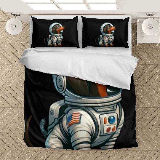Dachshund Astronaut in Space Adventure Bedding Sets