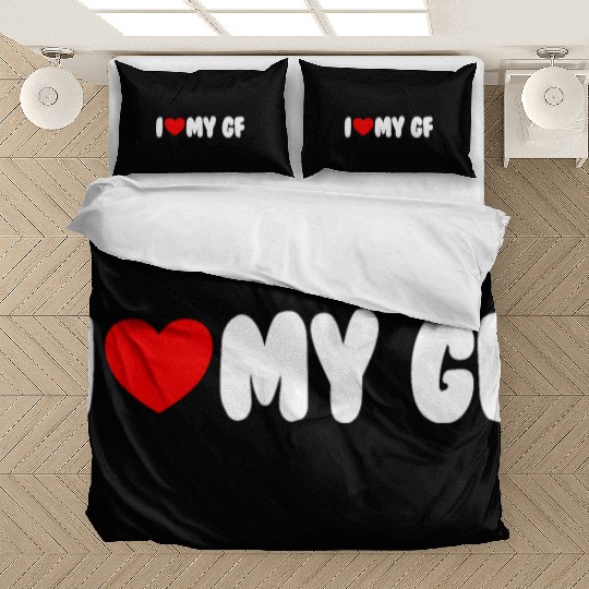 I Love My GF Red Heart Matching Couple Girlfriend Bedding Sets
