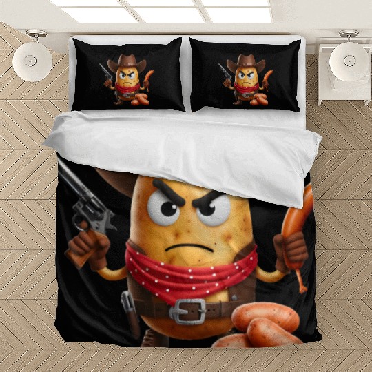 Cowboy potato with sausage gun Bedding Sets