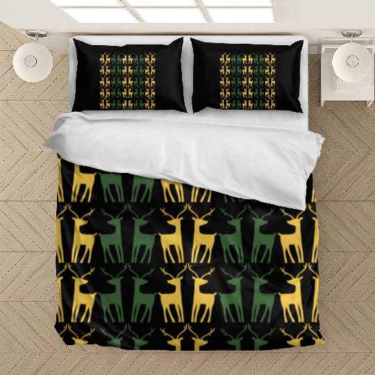 GOLD GREEN REINDEERS CREATIVE PATTERN Bedding Sets
