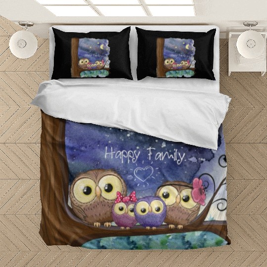 Owl Family Consists of Children Mother Father Mom Bedding Sets
