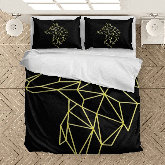 Wolf face tattoo geometric modern Colorful Bedding Sets
