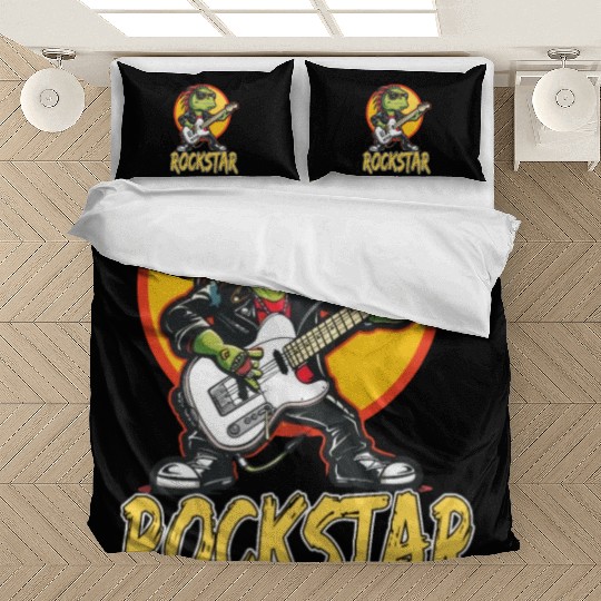 Rockstar Reptile Musician with Electric Guitar Bedding Sets