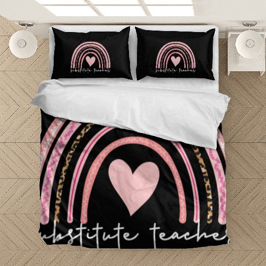 Substitute Teacher Boho Rainbow Back To School Bedding Sets