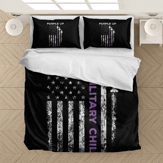 Purple Up For Military Kids Force US Flag Bedding Sets