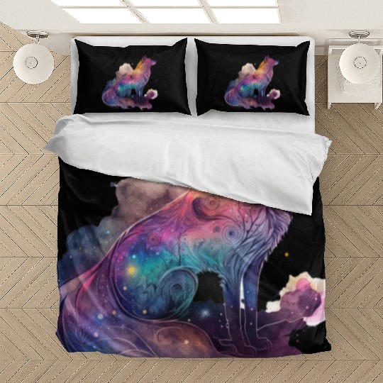 Wolf Print, Cosmic Wolves, Animal Print, Cosmos Bedding Sets