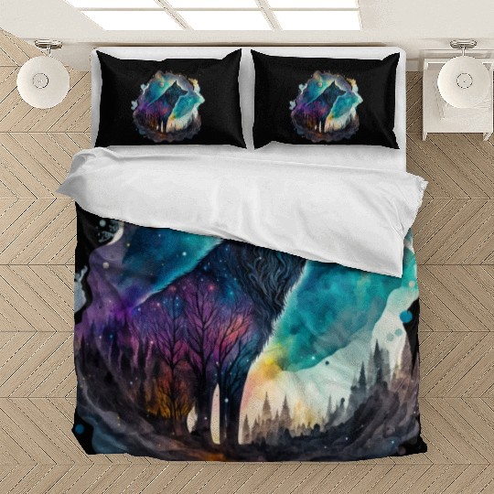 Wolf Print, Cosmic Wolves, Animal Print, Cosmos Bedding Sets