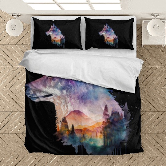 Wolf Print, Cosmic Wolves, Animal Print, Cosmos Bedding Sets