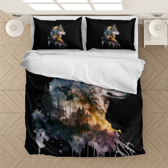 Wolf Print, Cosmic Wolves, Animal Print, Cosmos Bedding Sets