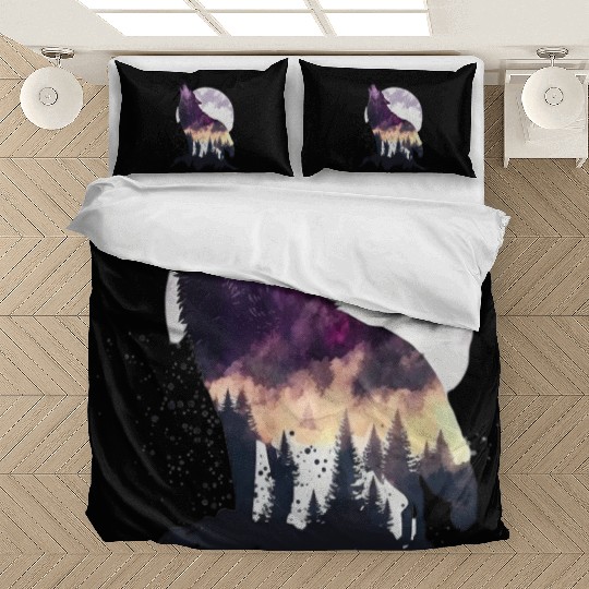 Wolf Print, Cosmic Wolves, Animal Print, Cosmos Bedding Sets